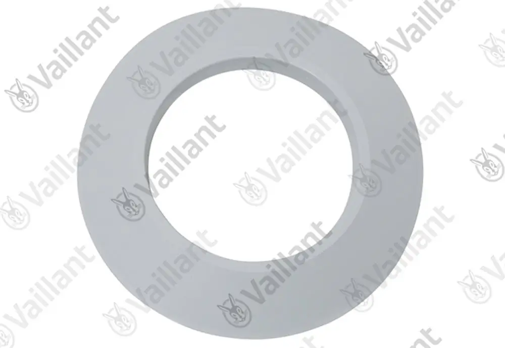 Vaillant Rosette in weiß, rund mit mittigem Loch. Gunsten für den Anschluss oder die Abdeckung von Rohren.